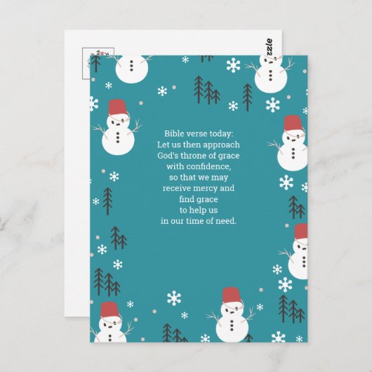 編集可能なお洒落漫画の冬の雪だるま ポストカード (正面/裏面)