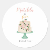 編集可能なお誕生日ケーキ感謝していパーティーの使用 ラウンドシール (正面)