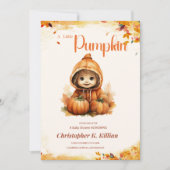 編集可能なかぼちゃ赤ちゃんシャワー招待状、 招待状 (正面)
