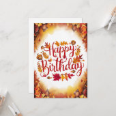 編集可能なかわいいウィッシュ秋秋ハッピーバースデー カード (正面/裏面インサイチュ)