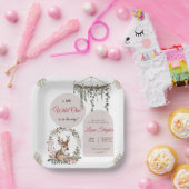 編集可能なかわいいウッドランド赤ちゃんシャワープレート ペーパープレート (パーティー)