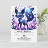 編集可能なかわいいキツネデジタル誕生日 招待状 (スタンド正面)