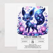 編集可能なかわいいキツネデジタル誕生日 招待状 (正面/裏面)