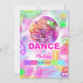 編集可能なかわいいダンス誕生日 招待状 (正面)