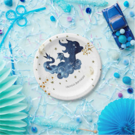 編集可能なかわいいドラゴン誕生日 ペーパープレート