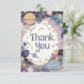 編集可能なかわいい星空 サンキューカード (スタンド正面)