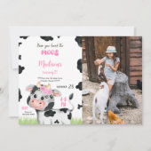 編集可能なかわいい牛の誕生日写真招待状 招待状 (正面)