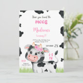 編集可能なかわいい牛の誕生日招待状 招待状 (スタンド正面)