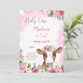 編集可能なかわいい牛の誕生日招待状 招待状 (スタンド正面)
