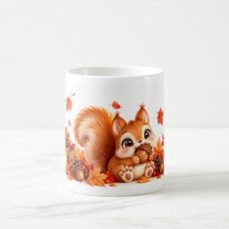 編集可能などんぐりと紅葉のコーヒーカップ コーヒーマグカップ
