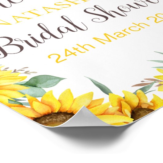 編集可能なひまわり ウェルカムサイン カスタムサイン ポスター (角)