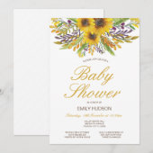 編集可能なひまわり ベビーシャワー 招待状 パーティー (正面/裏面)