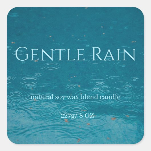 編集可能なやさしい雨の商品 スクエアシール (正面)