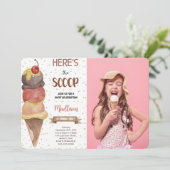 編集可能なアイスクリームの写真招待状 招待状 (スタンド正面)