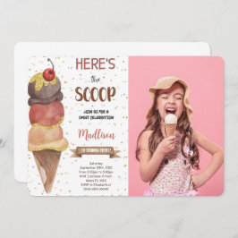 編集可能なアイスクリームの写真招待状 招待状
