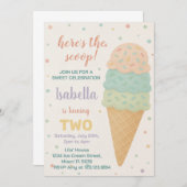 編集可能なアイスクリームの誕生日招待状 招待状 (正面/裏面)