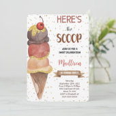 編集可能なアイスクリーム誕生日招待状 招待状 (スタンド正面)