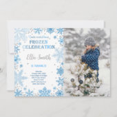 編集可能なアナと雪の女王 誕生日写真招待状 招待状 (正面)