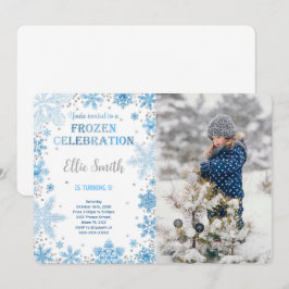 編集可能なアナと雪の女王 誕生日写真招待状 招待状