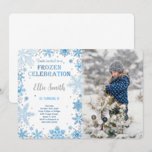 編集可能なアナと雪の女王 誕生日写真招待状 招待状