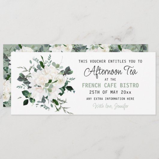 編集可能なアフタヌーンティー券 招待状 (正面/裏面)