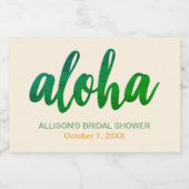 編集可能なアロハトロピカル ブライダルシャワー ミニ スパークリングワインラベル (シングルラベル)