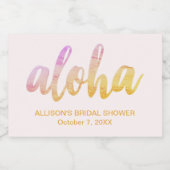 編集可能なアロハトロピカル ブライダルシャワー ミニ スパークリングワインラベル (シングルラベル)