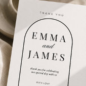 編集可能なアーチ型のミニマルな結婚式サンクスカード 出欠カード