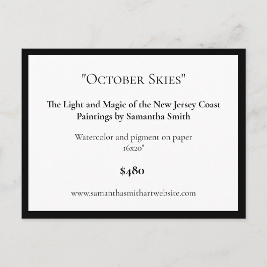 編集可能なアート展示ディスプレイカードアートラベル 案内ポストカード (正面)