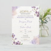 編集可能なイスラム婚約式(ニッカーフ)招待状テンプレート ラベンダー 招待状 (スタンド正面)