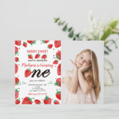 編集可能なイチゴの写真招待状 招待状 (スタンド正面)