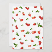 編集可能なイチゴの1歳誕生日招待状 招待状 (裏面)