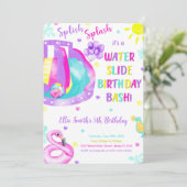 編集可能なウォータースライド誕生日招待状 招待状 (スタンド正面)