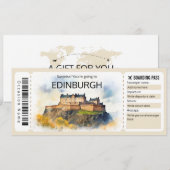 編集可能なエジンバラ航空券 スコットランド旅行 招待状 (正面/裏面)