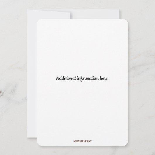 編集可能なエレガントな黒と白の花のフレーム 招待状 (裏面)