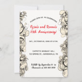 編集可能なエレガントな黒と白の花のフレーム 招待状 (正面)