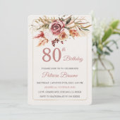 編集可能なエレガントな80歳の誕生日テンプレート 招待状 (スタンド正面)