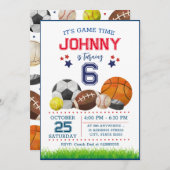 編集可能なオールスタースポーツ誕生日パーティーの招待 招待状 (正面/裏面)