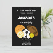 編集可能なオールスター・アスリートパーティー招待状（男子用） 招待状 (スタンド正面)