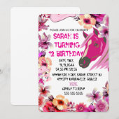 編集可能なカウガール誕生日招待状テンプレート, 女の子 招待状 (正面/裏面)