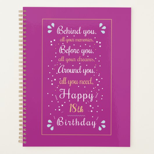 編集可能なカスタマイズ年齢誕生日付き プランナー手帳 (正面)