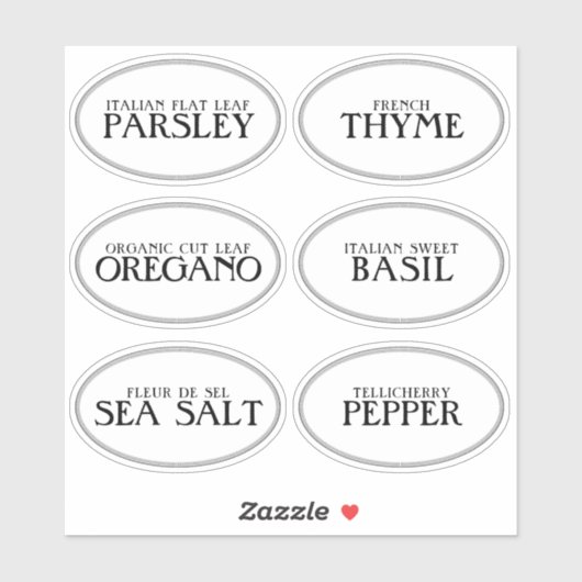 編集可能なカスタムカット楕円スパイスラベル付き縁ど シール (シート)