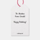 編集可能なカップとソーサーとバラ茶バッグポーチ ギフトタグ (裏面)