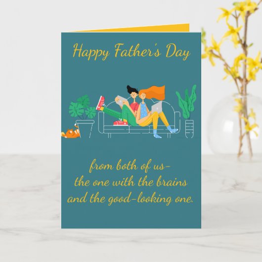 編集可能なカップルおもしろいの父親の日 カード (黄色い花)