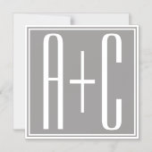 編集可能なカップルのイニシャル | 白とグレー マグネット招待状 (正面)