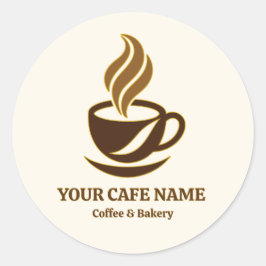 編集可能なカフェ開店ステッカー ロゴデザイン ラウンドシール