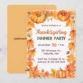 編集可能なカボチャと紅葉の感謝祭 招待状 (正面/裏面)