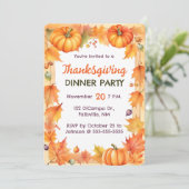 編集可能なカボチャと紅葉の感謝祭 招待状 (スタンド正面)