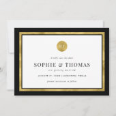 編集可能なカラシックゴールドモノグラム・セーブ・ザ・デート 招待状 (正面)