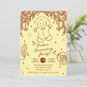 編集可能なカラフルなクッキー デコレーション パーティーの落書き 招待状 (スタンド正面)